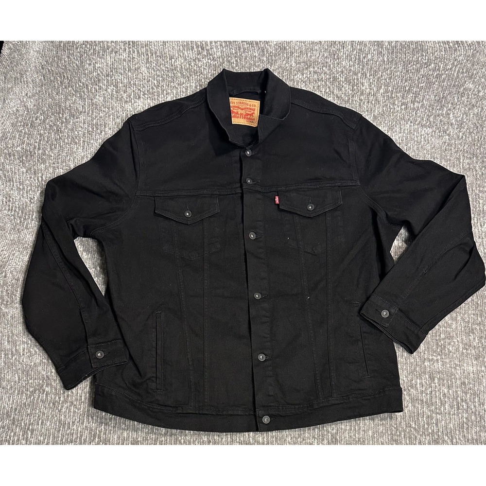 Levi's DARK BLACK Jean Jacket 4XLT Denim Trucker RedTab TALL 67792 Buttons